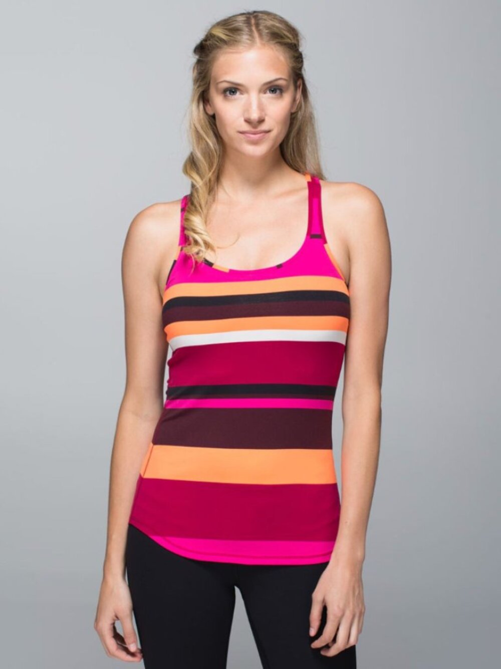 Lululemon Refresh Racer Tank Blossom Stripe Bumble Berry Ghost Size 2